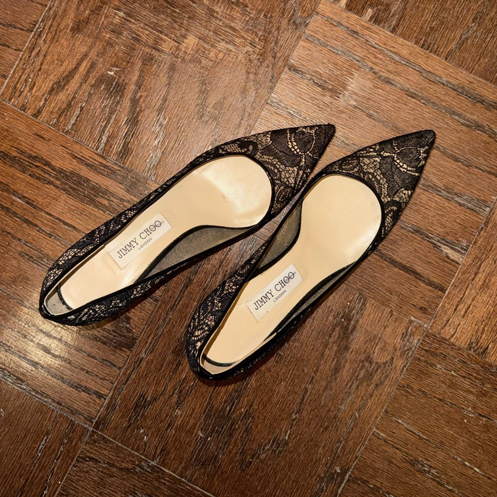 Jimmy Choo Black Lace Po Heels